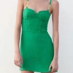 ZARA Chain Link Strap Green Bustier Mini Dress Size XS Blogger Favorite Photo 1