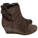 Stuart Weitzman  Women’s Size 8.5 Brown Suede Side Zip Wedged Ankle Boots Booties Photo 5