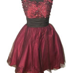 Hannah S Burgundy Holiday Party‎ Dress Black Tulle Rhinestone Sze 4 Whimsigoth Christmas Photo 0