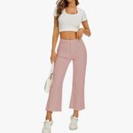 Women Straight Leg Capris Jeans Mid Rise Cropped Pants Stretchy‎ Ankle Length Pink Size M Photo 1