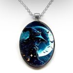 Gothic Aesthetic Oval Witch Avatar Zinc Alloy Necklace Trendy Silver Plated‎ Photo 6