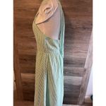 J.Crew  Sz 6 Seersucker Stripped Green Open Tie Back Tank Maxi Dress Preppy Photo 5