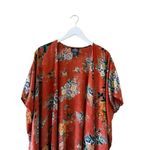 Angie orange floral beach boho drape open kimono arm holes oversized cardigan SZ Photo 3