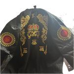 REASON Bomber Jacket SKULL BONES Wool And SATIN Sleeve Size L Photo 4