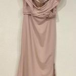 Theia Off the Shoulder Midi Dress Size 12 EUC Pink Photo 1