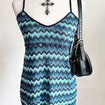 Y2K Lace Crochet Dress, Vintage, Boho, Coachella,‎ Medium, Festival, Trendy Blue Photo 0