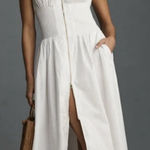 Anthropologie  The Tommie Cap-Sleeve Smocked Front-Zip Shirt Dress White Medium Photo 0