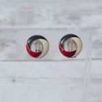 Vintage Clip On Earrings Cream, Red, Navy Blue Photo 1
