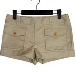 BCBGMAXAZRIA  Low Rise Cargo Cuffed Shorts Faux Pockets Flat Front 2 Tan Khaki Photo 11