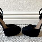 ASOS Black Faux Suede Platform Stiletto With Ankle Strap Pumps Photo 0