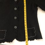 Unique 2000s Y2K 100% Wool Black ruffle neck fitted jacket coat cardigan whimsygoth grunge scalloped trim button Photo 7