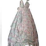 Storia  Floral and Embroidered Tiny Flowers Maxi Dress Pink Open Back Size Large Photo 5