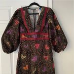 Farm Rio Anthropologie x Jumpsuit M NWT Deep-V Hearts Print Wide-Leg Photo 2