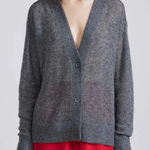 Apiece Apart  SOFTEST TISSUE WEIGHT CASHMERE SILK CARDIGAN IN CHARCOAL MEDIUM Photo 0