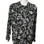 Mille Florian Top NWT Button Front Floral Blouse in Black Hibiscus Women’s XS Photo 2