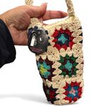 None Crocheted Multicolor Crossbody Bottle Holder Cotton Bag Photo 4
