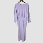 Free People Lilac Knit Column Midi Dress L Long Sleeve Terrycloth Lounge Photo 2
