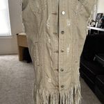 Anthropologie Anthroplology Alexander Bueno Distressed Fringe Dress Jacket Shacket Sz S/M Photo 11