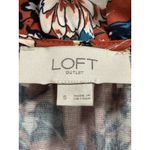 Loft Floral Orange/White Floral Ruffle/Tie Neck Long Sleeve Blouse Size Small Photo 1