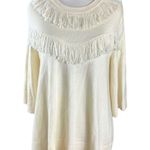 Kate Spade Western Bohemian Fringe Sweater Cowgirl Cream Ivory Neutral Small Photo 1