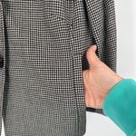 Talbots VTG Wool Blend Houndstooth Single Breasted Blazer Black White Size 14 Photo 7