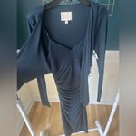 Cinq à Sept  Brenna Jersey Tie Front Midi Dress Women's 00 Peacock Blue Side Slit Photo 1