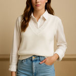 Abercrombie & Fitch Abercrombie White Knit Sweater Vest L Preppy Layer Quiet Luxury Minimalist Photo 0