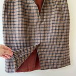 Tofy Size 14 Classic Wool Brown Retro A Line Midi Skirt Plaid Boho Chic Casual Photo 1