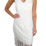 Bisou Bisou White Lace V-Neck Lace Up Formal Mini Dress Size 8 Photo 0