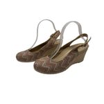 Vionic Shoes Women 8 Tan Coraline Wedge Slingback Espadrille Sandal Chevron Photo 1