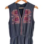 Madewell Embroidered Silk Folkway Jumpsuit in Black Sleeveless Crop Leg, Size 2 Photo 4