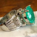 Ladies elegant large paraiba tourmaline emerald heart stone 925 ring 6 NIB Silver Photo 9