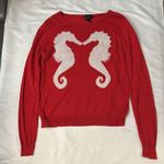 Rue 21 Red/White Seahorse Sweater Long Sleeve S Casual Mermaid Cherry Girl Boho Photo 4