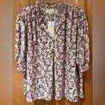 MELLODAY Floral Print Ruffle Short Sleeve Smocked Blouse in Ivy Purple Size 2X Photo 3