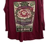Lucky Brand Women’s Large Long Sleeve Tee Maroon Crewneck Pullover Flower Print Photo 1