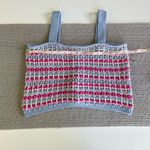 Lulus Blue Pink White Striped Crochet Knit Lace Up Back Cropped Tank Top Medium Photo 6