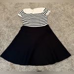 Talbots  Petites Striped Bodice Fit And Flare Black And White Dress Medium Photo 3