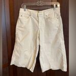 7 For All Mankind Wide Leg Bermuda Shorts Size 28 White Corduroy Low Waist Retro Photo 0
