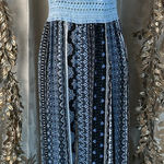 No Boundaries  Boho Maxi Jumpsuit Blue  Crochet Lace Junior Medium‎ Crinkle Crepe Photo 0