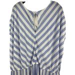 Catherines Cap Sleeve Blue White Striped Nautical Chevron Wide Leg Jumpsuit 32W Photo 5