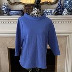Talbots Tunic Blue Portrait Neckline Back Button Up Long Sleeves Top Sz L Photo 0