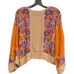 Free People  Women's Purple Multi Stripe/Floral Mix-n-Match Bell Sleeve Top sz XS Photo 2