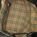 BURBERRYS Large Black Leather Bucket Drawstring Bag Nova Check Lining Authentic Photo 8