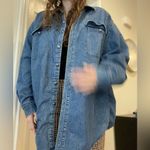Orvis Vintage Aztec Blanket Lined Denim Chambray Jacket Size Large Photo 2