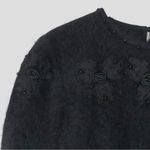 Alison H. Angora Blend Sweater Top Floral Appliqué L Black Cloud Knit Gothcore Size L Photo 2