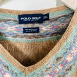 Ralph Lauren  vintage 90’s 100% merino lambs wool tan V-Neck cable knit sweater Photo 7