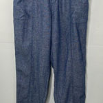 Old West Old Navy Pants Women Blue Linen Rayon Blend Wide Leg Elastic Waist Drawstring M Photo 0