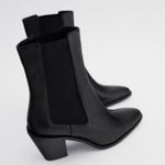 ZARA Black Leather Heeled Cowboy Ankle 2172/610 Boots Booties Photo 0