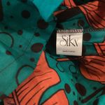 Sika Mia leaf Ruffle cotton sleeveless midi teal black tropical dress 0 NWT Green Photo 2