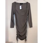 Cider NWT! Brown Ribbed Knit Ruched Side Long Sleeve Dress 1XL Photo 5